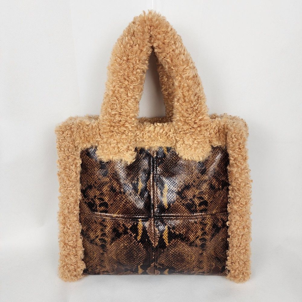 Stand Studio Lolita Faux Shearling Snakeskin Tote Bag